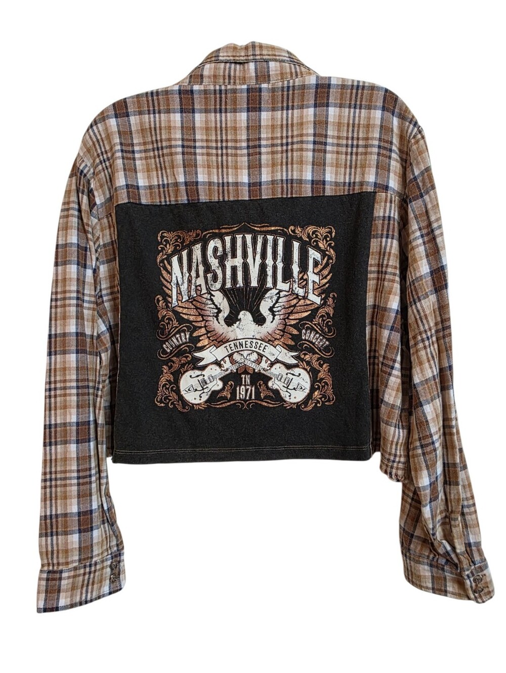 Altar'd State Nashville Plaid Flannel Cropped Shacket Large New - Picture 2 of 16